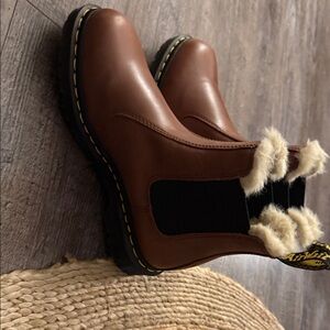 Brown Leather Boots with Fur Lining Dr.martens